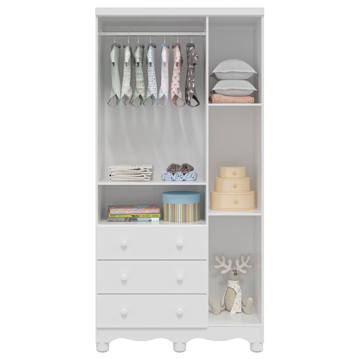 Guarda-Roupa 3 Portas Tedy Branco Brilho - PEROBA MÓVEIS - Imagem 6