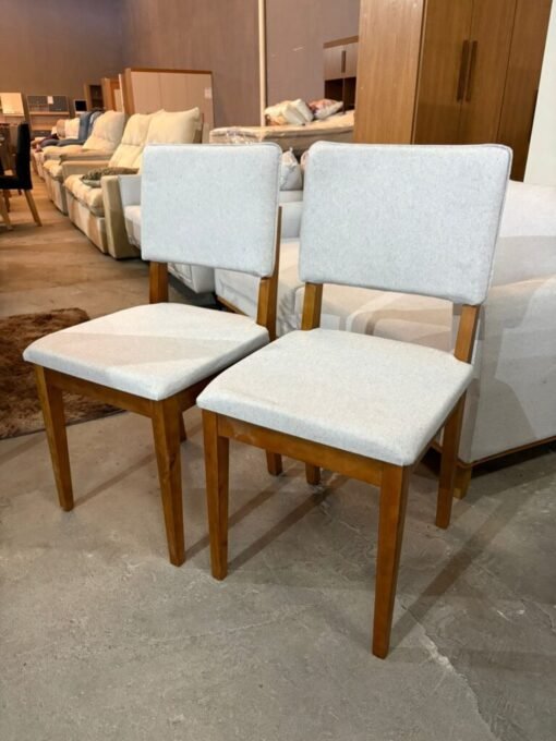 Mesa Salinas 90 Cinamomo/Off White com 4 Cadeiras Pérola Linho Cinza Prata – AVALON DECOR + DOBUÊ MOVELARIA - Imagem 2