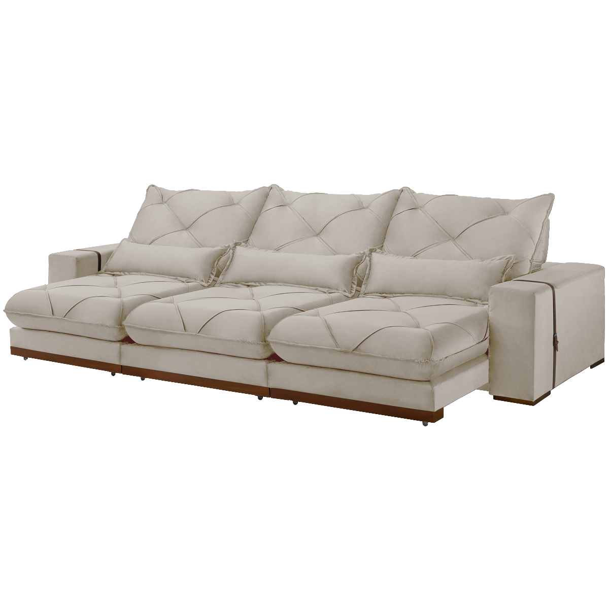 Sofá Retrátil e Reclinável Bahia 3,50 m Veludo Bege 6013 - A&D ESTOFADOS - Imagem 2