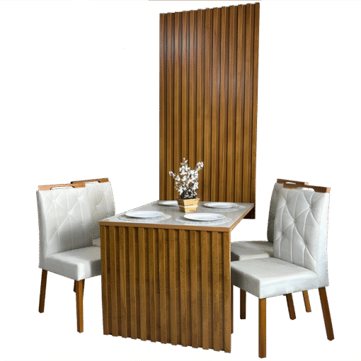 Mesa Cancun 120 Cinamomo/Off White com 4 Cadeiras Yasmim Veludo Bege – CEL MÓVEIS + KM DECOR - Imagem 2