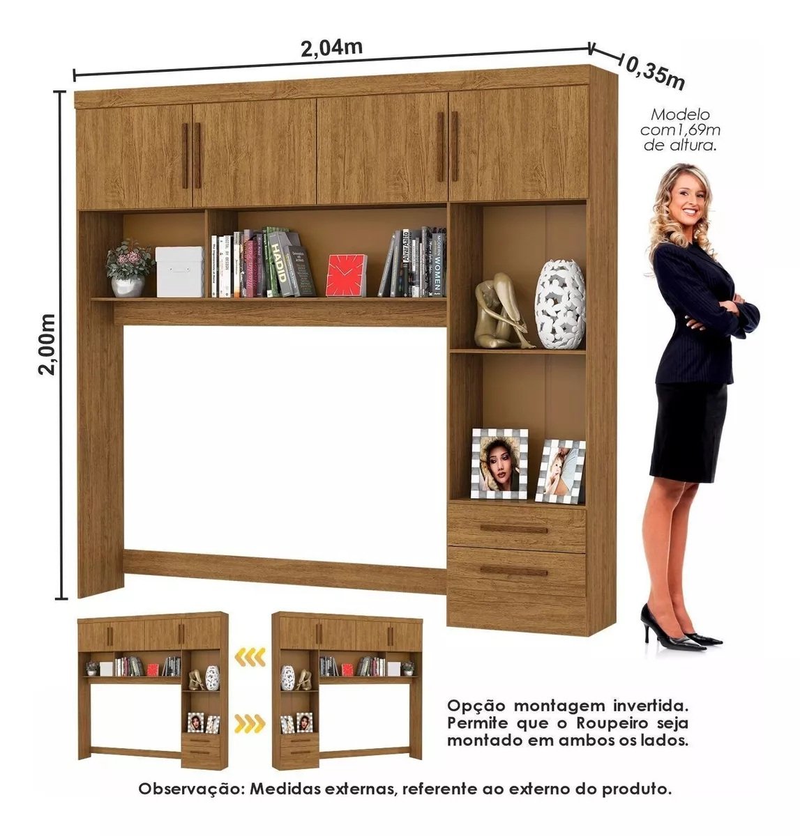 Modulado 4 Portas + Guarda-Roupa 3 Portas Sevilha Cinamono – CARIOCA MÓVEIS - Imagem 4