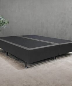 Base Box Queen Simples Corino Preto – ALTO NÍVEL CAMAS E COLCHÕES