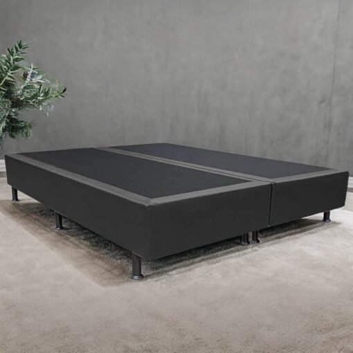 Base Box Queen Simples Corino Preto – ALTO NÍVEL CAMAS E COLCHÕES