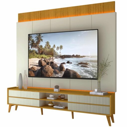 Painel + Rack até 85" Magnífico Naturale/Off White - GELIUS - Imagem 7