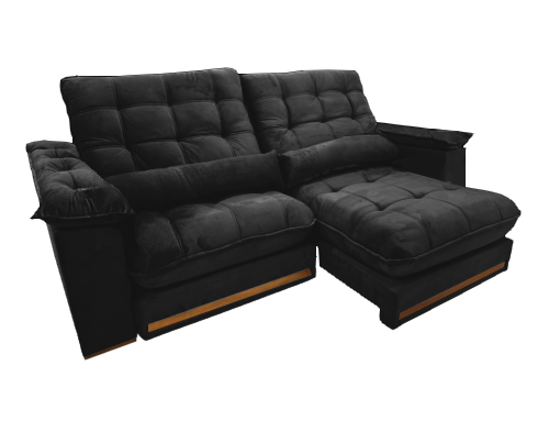 Sofá Retrátil e Reclinável Hércules/Zurique 2,90 m Veludo Preto - VICAM ESTOFADOS - Imagem 2