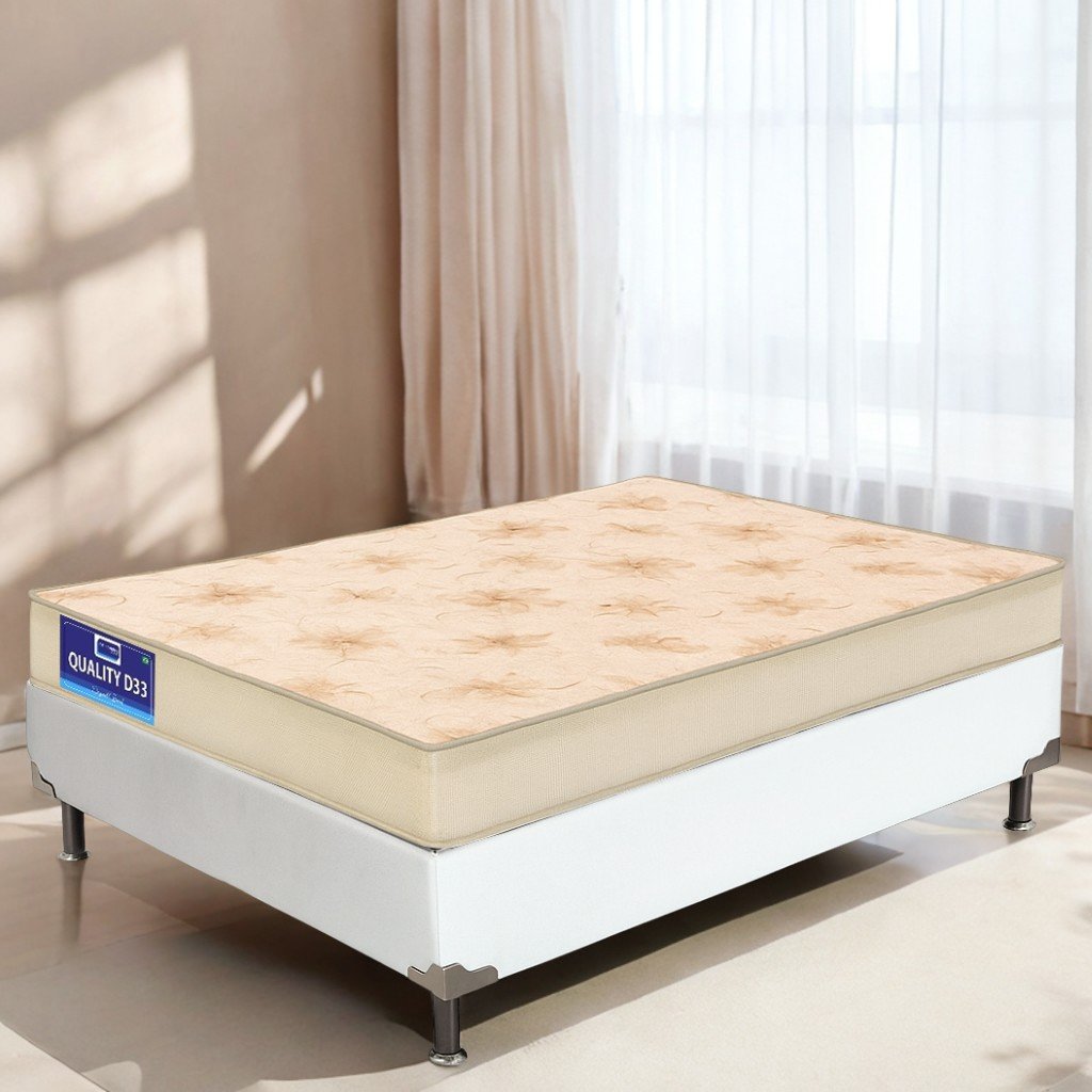 Colchão Solteiro Quality D33 12 cm 0,88 m + Base Box Simples Corino Branco – ORTHOPRIME + ALTO NÍVEL CAMAS E COLCHÕES
