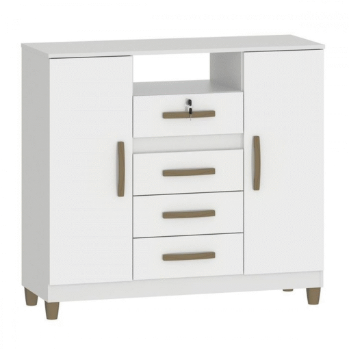Cômoda 4 Gavetas 2 Sapateiras Angra CO260 Branco - FELLICCI - Imagem 5