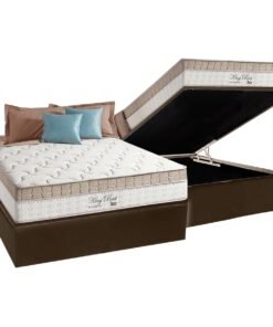 Colchão Casal King Best D28 + Base Box Baú Marrom – ANJOS COLCHÕES + BIOSTAR