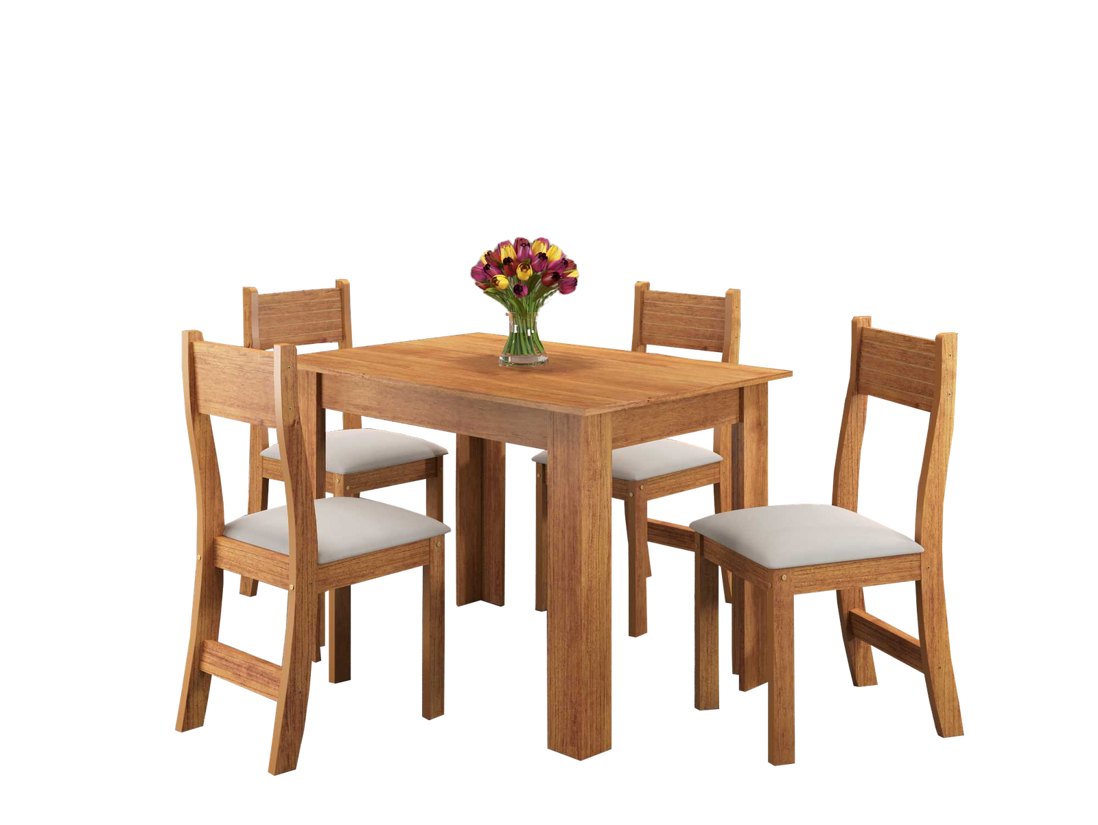 Mesa Palace/Perla Mel com 4 Cadeiras Brisa Veludo Marfim - VIERO MÓVEIS - Imagem 2