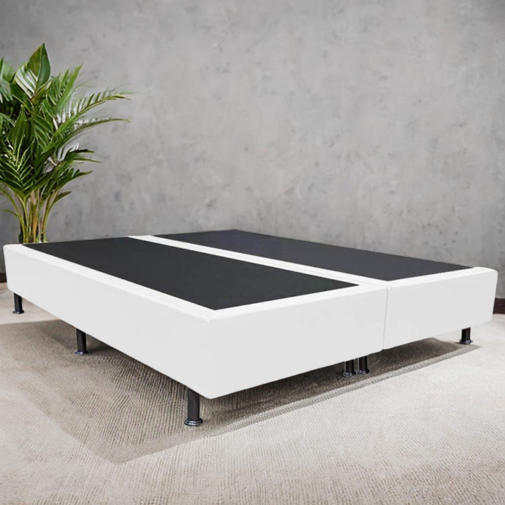 Base Box Queen Simples Corino Branco – ALTO NÍVEL CAMAS E COLCHÕES