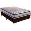 Colchão Casal Blue D33 + Base Box Simples Corino Marrom – PAROPAS + ALTO NÍVEL CAMAS E COLCHÕES