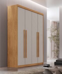 Guarda-Roupa 4 Portas Hawaii 1,21 m Naturale/Off White - RUFATO