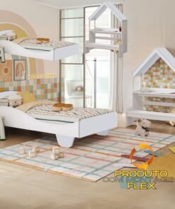 Kit Casinha + Cama Solteiro Sol Branco Brilho – PEROBA MÓVEIS