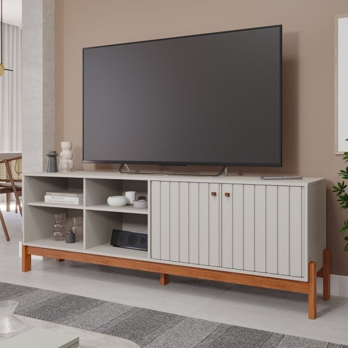 Bancada até 70" Holanda Off White/Cinamono - PERMÓBILI