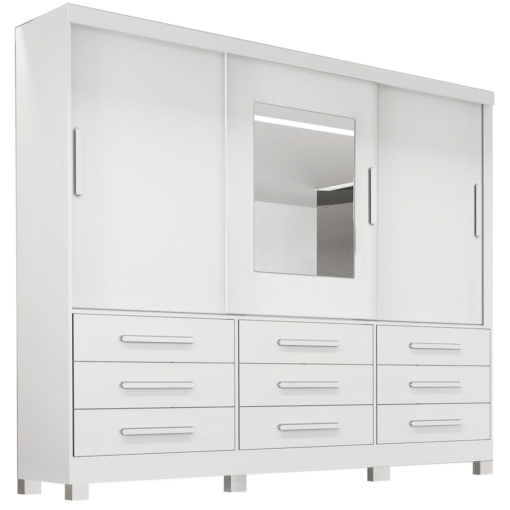 Guarda-Roupa 3 Portas(Com Pés)Athenas 1,80 m Branco  – BIANCHI - Imagem 2