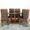 Mesa Madri 90x90 Cinamono/Preto com 4 Cadeiras Sophia/Capri Veludo Marrom – MINASPLAC + WM DECOR