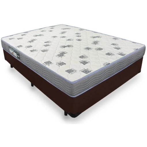 Colchão Casal Light D33 + Base Box Simples Corino Marrom - ORTOBOM + BIOSTAR