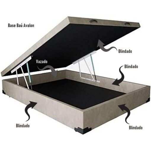 Base Box Solteiro Baú Corino Preto – ALTO NÍVEL CAMAS E COLCHÕES - Imagem 2