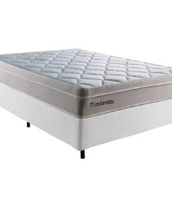 Colchão Casal Tiradentes D28 + Base Box Simples Corino Branco – COLCHOMINAS + ALTO NÍVEL CAMAS E COLCHÕES