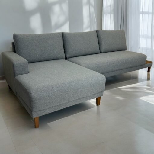 Sofá com Chaise Ref.825 2,90 m Chenile Linho Cinza Firenze - RONDOMÓVEIS - Imagem 2