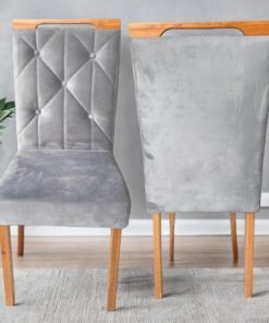 Kit 2 Cadeiras Yasmim Veludo Cinza Grafite - KM DECOR