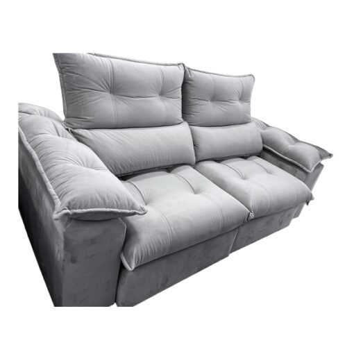Sofá Retrátil e Reclinável Suíça 2,50 m Veludo Cinza Prata – LEO DECOR - Imagem 2