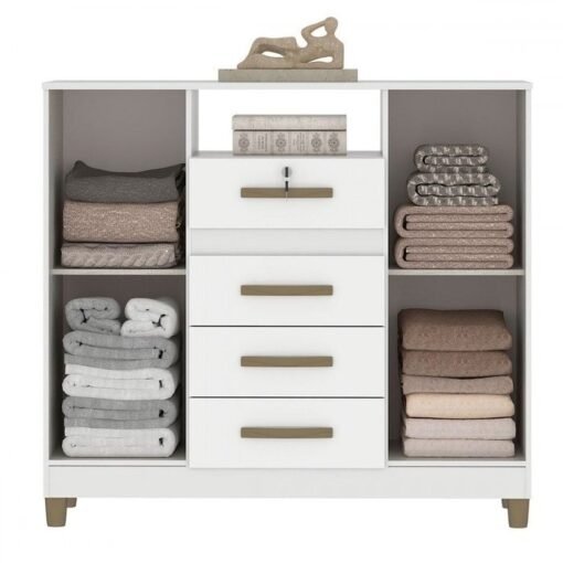 Cômoda 4 Gavetas 2 Sapateiras Angra CO260 Branco - FELLICCI - Imagem 2