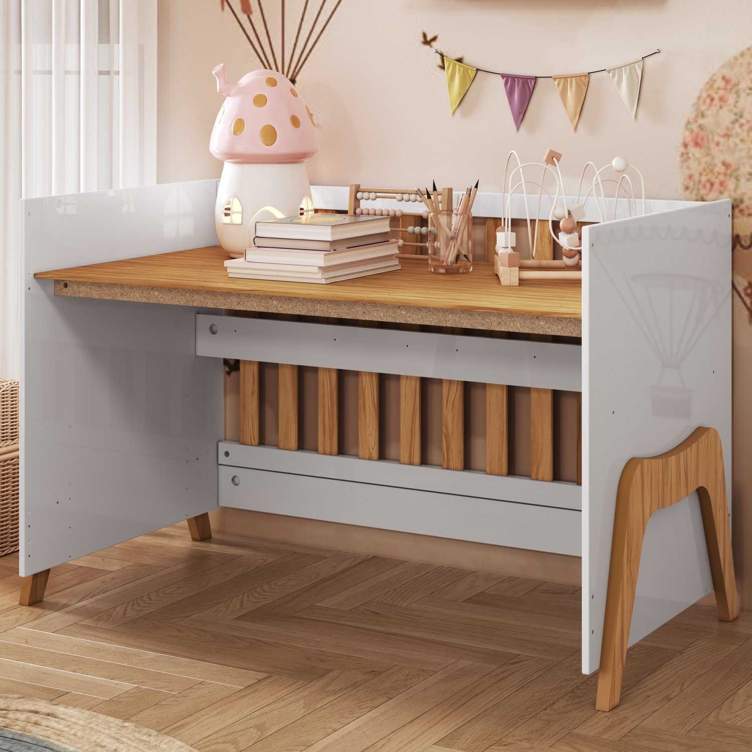 Berço Guti Retrô Americano Branco Brilho/Amêndoa - PEROBA MÓVEIS - Imagem 5