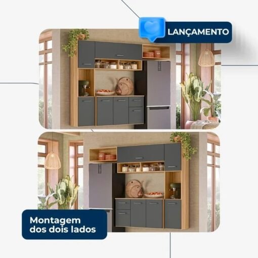 Cozinha Suspensa Becca 1,809 m Freijó/Chumbo - NICIOLI - Imagem 3