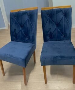 Kit 2 Cadeiras Yasmim Veludo Azul - KM DECOR