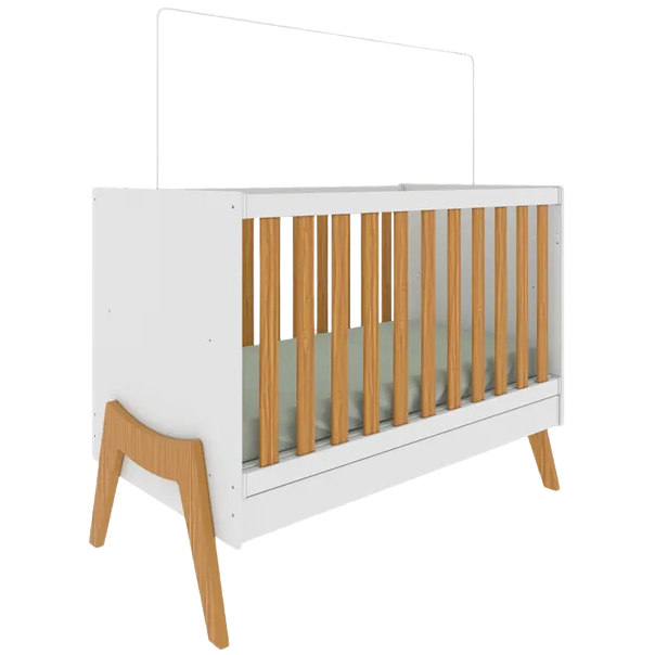 Guarda-Roupa 4 Portas + Cômoda + Berço Guti Retrô Branco Brilho/Amêndoa - PEROBA MÓVEIS - Imagem 6