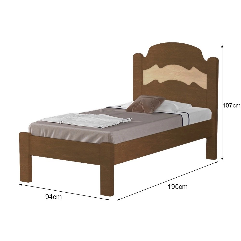Cama Solteiro Íris Castanho Wood/Avelã/Castanho Wood - MADEC/VJ MÓVEIS - Imagem 5