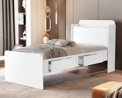 Cama Solteiro Baú Tamires Branco - MADEC/VJ MÓVEIS - Imagem 2