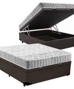 Colchão Casal Orthosono + Base Box Baú Corino Marrom – ANJOS + BIOSTAR