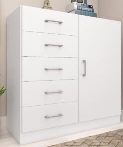 Cômoda 5 Gavetas com Sapateira Miami Branco - FELLICCI