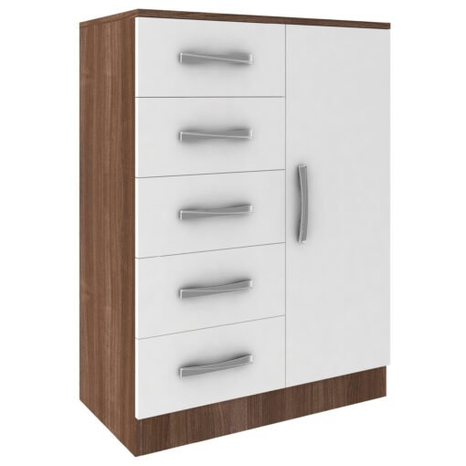 Cômoda 5 Gavetas com Sapateira Pop Lara CO65 Teka/Branco - FELLICCI - Imagem 2