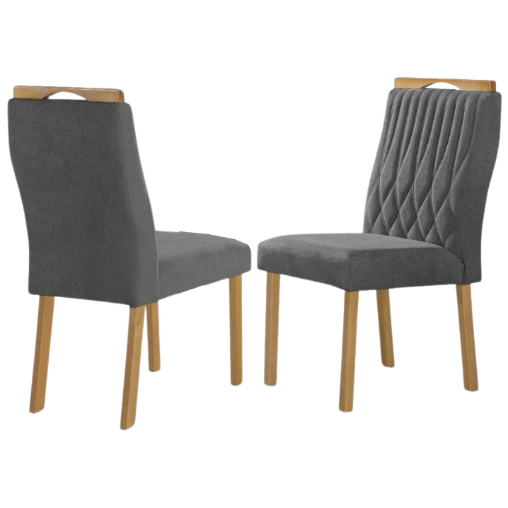 Kit 2 Cadeiras Gênova Mel/Veludo Grafite – ART ASSENTOS - Imagem 3