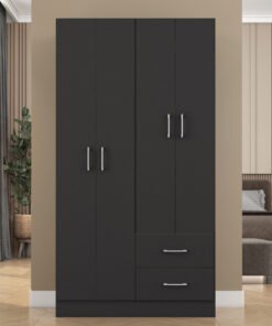 Guarda-Roupa 4 Portas Panamá 4002 0,90 m Preto - FELLICCI