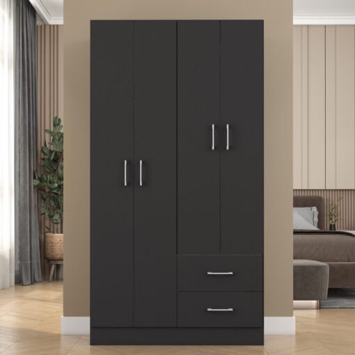 Guarda-Roupa 4 Portas Panamá 4002 0,90 m Preto - FELLICCI