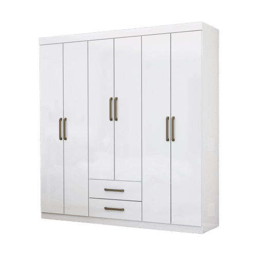 Guarda-Roupa 6 Portas(Sem Espelho/Sem Pés) Áries 1,53 m Branco – CARIOCA MÓVEIS - Imagem 2