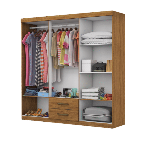 Guarda-Roupa 6 Portas(Sem Espelho/Sem Pés) Áries 1,53 m Cinamono/Branco – CARIOCA MÓVEIS - Imagem 3