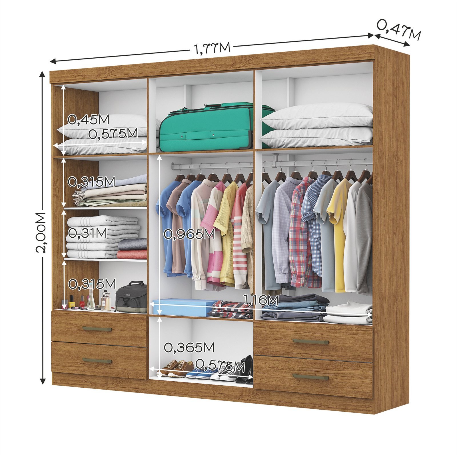 Guarda-Roupa 6 Portas Hércules (Sem espelho) 1,77 m Cinamono – CARIOCA MÓVEIS - Imagem 4