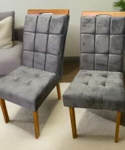 Kit 2 Cadeiras Lara Mel/Grafite – HR MOVELARIA