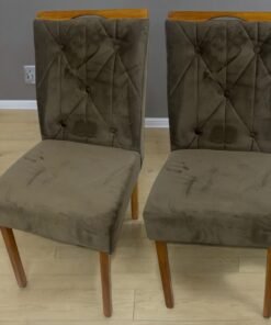 Kit 2 Cadeiras Yasmim Veludo Marrom - KM DECOR