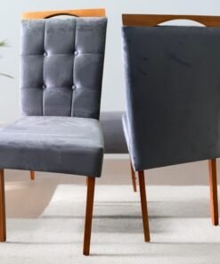 Kit 2 Cadeiras Nicole Mel/Veludo Grafite – OURO DECOR
