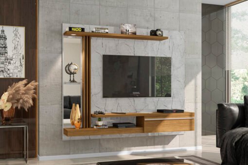 Painel até 55" Denver Carrara/Cinamono – BECHARA - Imagem 2