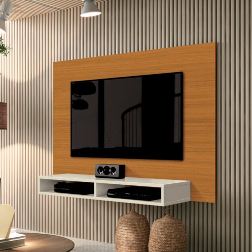 Painel até 43" Fox New Cedro/Off White - EDN MÓVEIS - Imagem 2