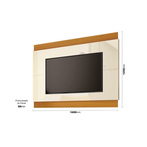 Painel até 60" Legacy 1.6 Off White/Cedro Natural - EDN MÓVEIS - Imagem 2