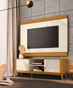 Painel + Rack até 60" Legacy 1.6 Off White/Cedro Natural - EDN MÓVEIS