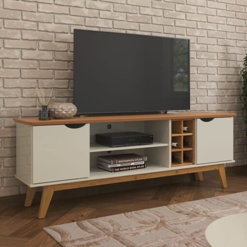 Rack até 50" Prism 1.8 Off White/Cinamono - PATRIMAR - Imagem 2